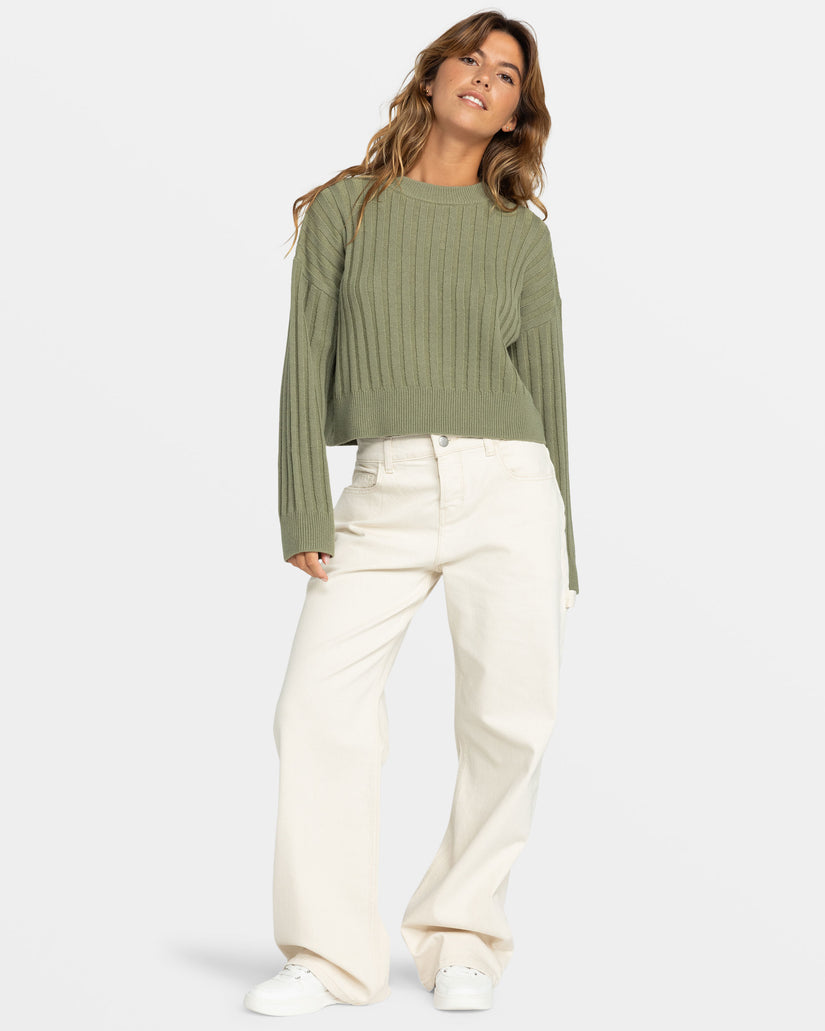Women Roxy® Exploring Diary Crew Neck Sweaters Green | KHUR-59062