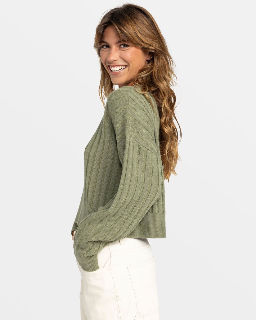 Women Roxy® Exploring Diary Crew Neck Sweaters Green | KHUR-59062