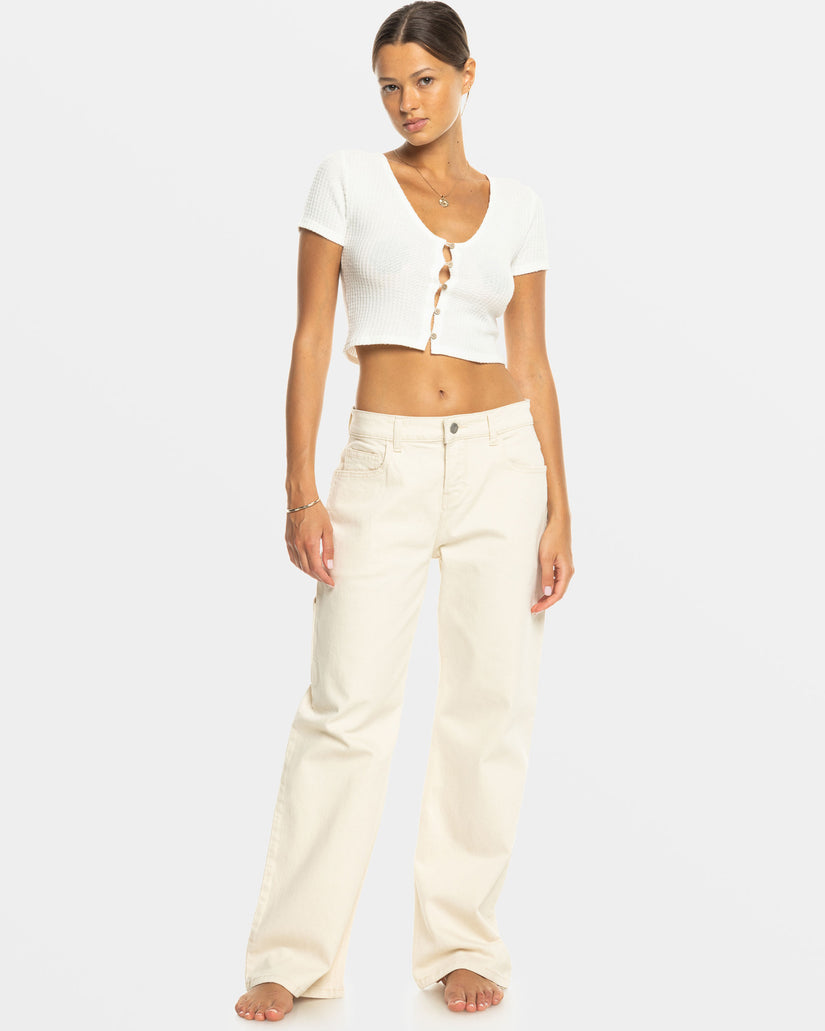 Women Roxy® Finley Worker Carpenter Jeans Beige | GBDN-29407