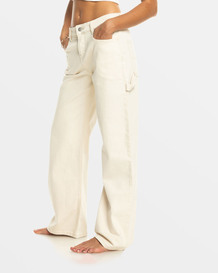 Women Roxy® Finley Worker Carpenter Jeans Beige | GBDN-29407