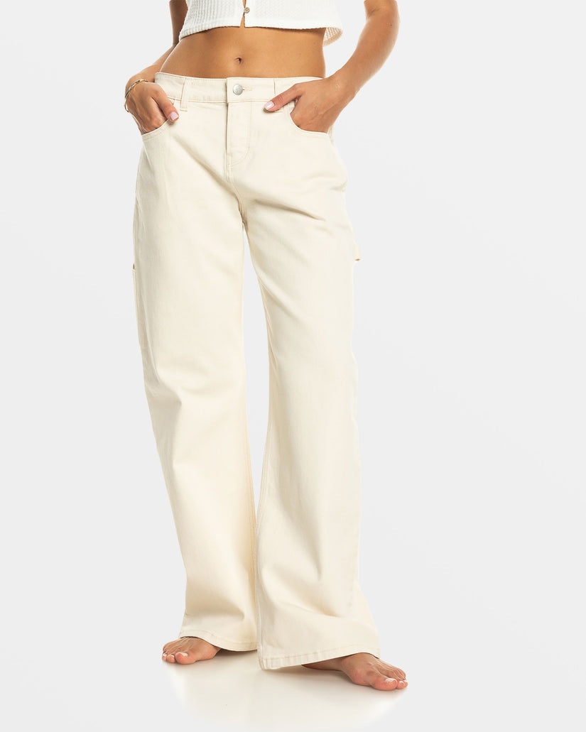 Women Roxy® Finley Worker Carpenter Jeans Beige | GBDN-29407