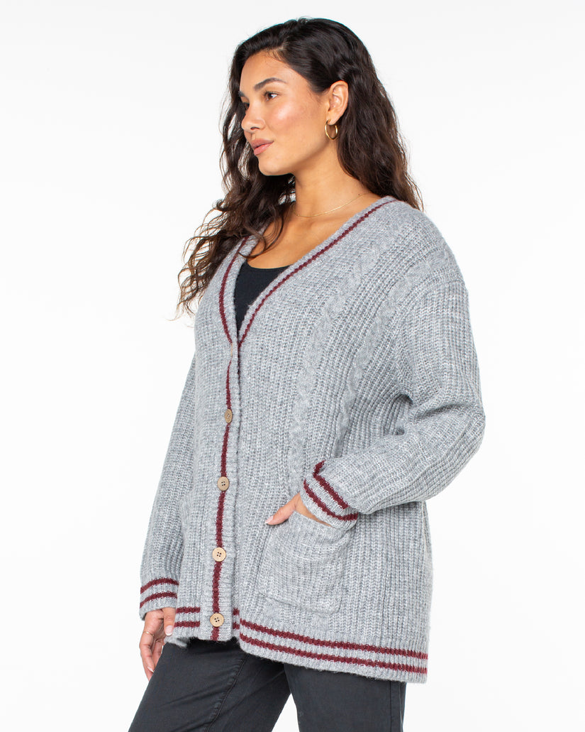 Women Roxy® Game Day Long Button Up Cardigan Grey | RQZD-83271