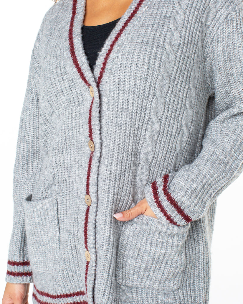 Women Roxy® Game Day Long Button Up Cardigan Grey | RQZD-83271