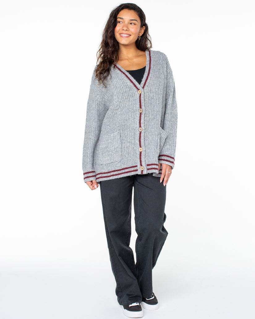 Women Roxy® Game Day Long Button Up Cardigan Grey | RQZD-83271