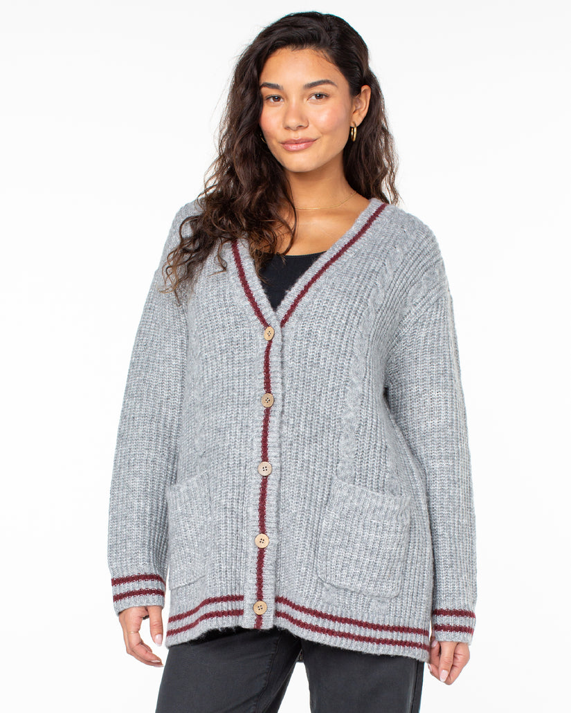 Women Roxy® Game Day Long Button Up Cardigan Grey | RQZD-83271