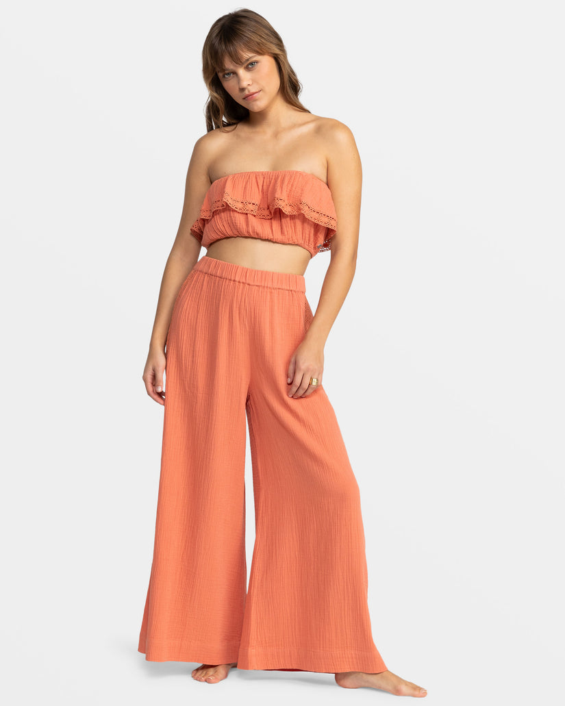 Women Roxy® Golden Tropic Wide Leg Beach Pants Orange | MAJX-21754