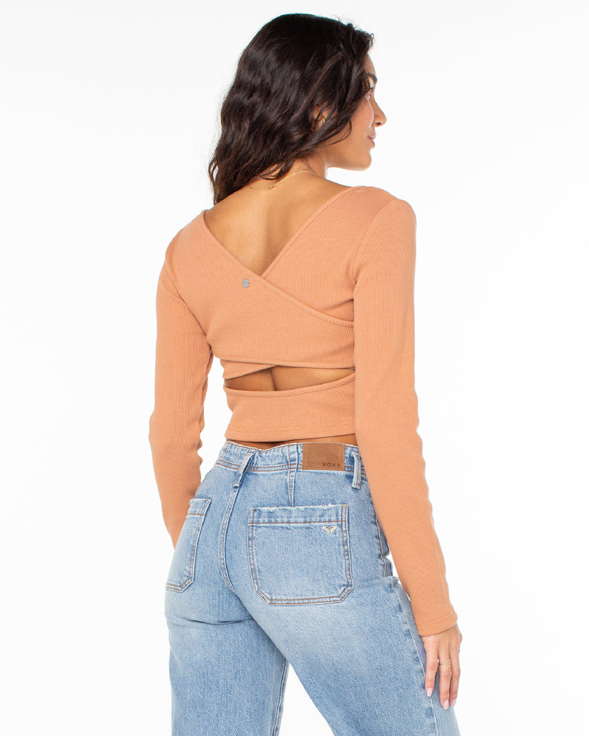 Women Roxy® Good Keepsake Long Sleeve Crop Tops Orange | OGZE-40265