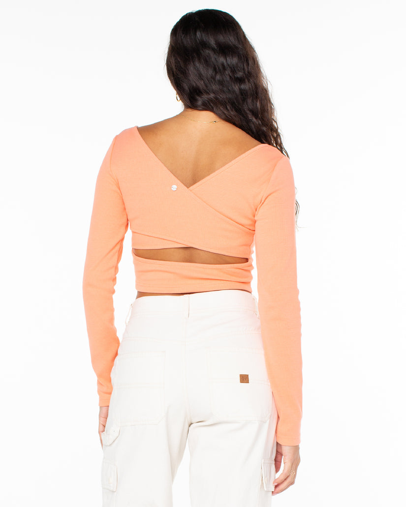 Women Roxy® Good Keepsake Long Sleeve Crop Tops Orange | ICOB-78043