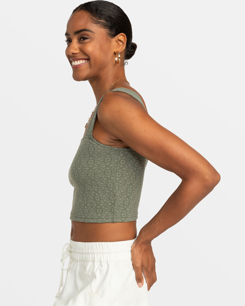 Women Roxy® Hibiscus Roja Fitted Tank Top Green | SODL-29305