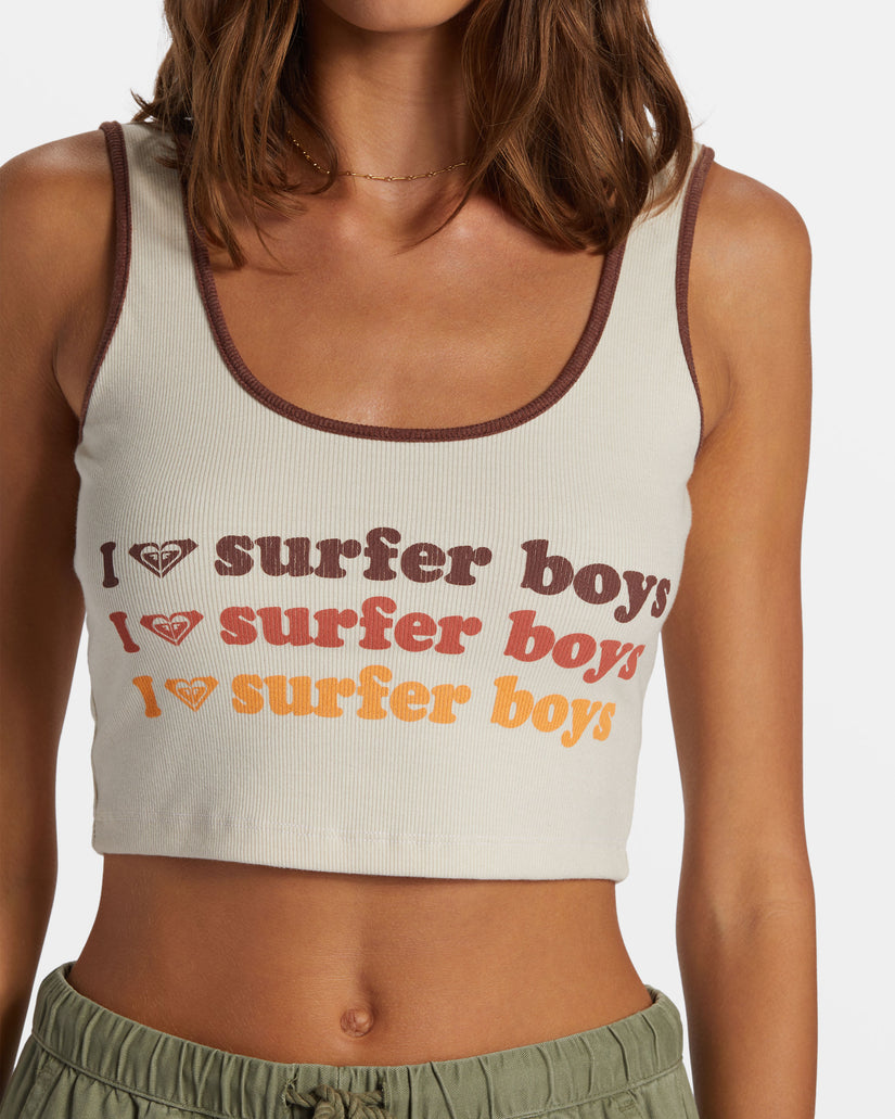 Women Roxy® I Heart Surfers Dive In Cropped Tank Top White | NQPJ-47359