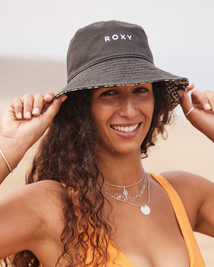 Women Roxy® Jasmine Paradise Reversible Bucket Hats Black | QZVW-25970