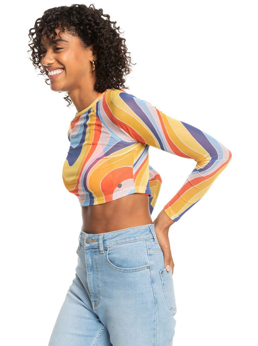 Women Roxy® Just A Friend Logn Sleeve Mesh Crop Tops Multicolor | AFYT-27316