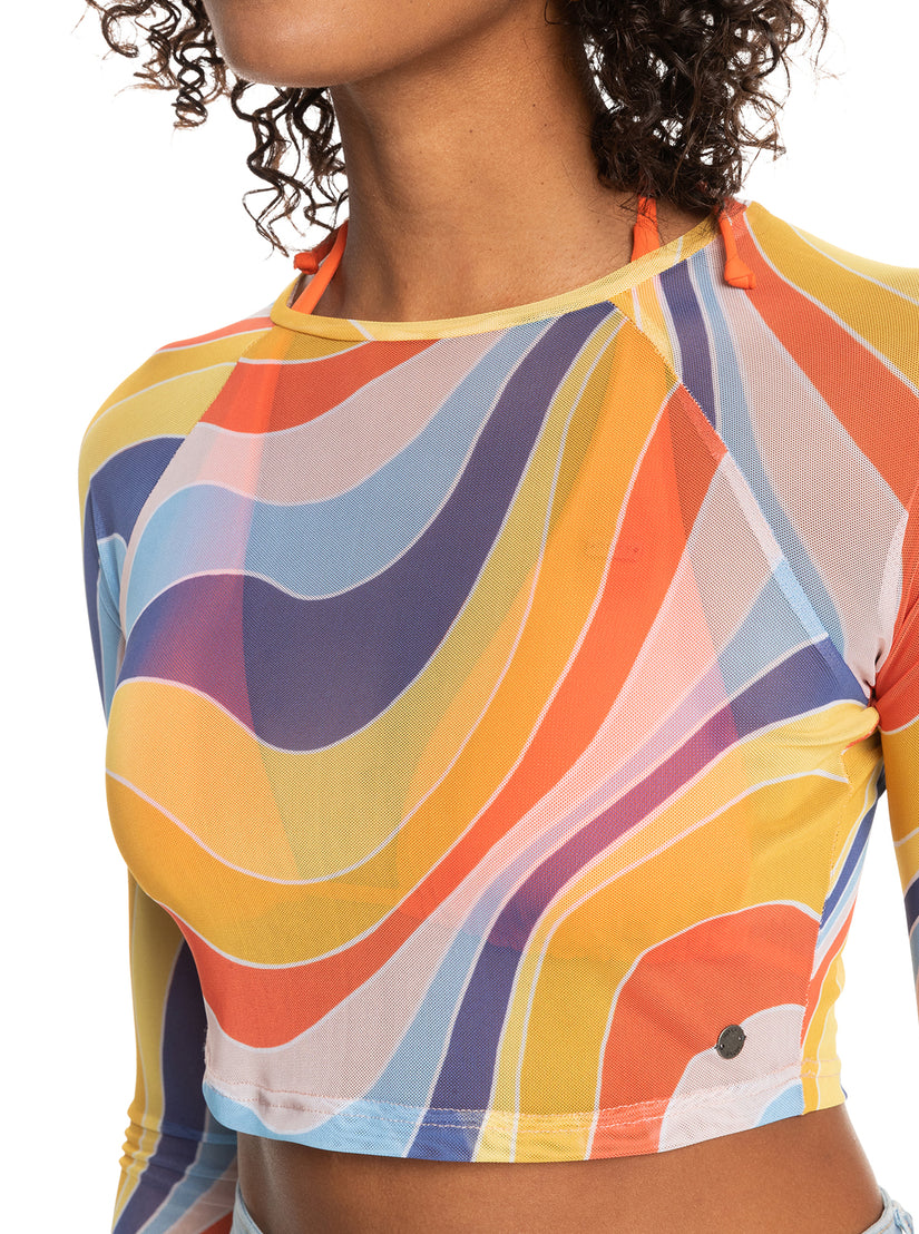 Women Roxy® Just A Friend Logn Sleeve Mesh Crop Tops Multicolor | AFYT-27316