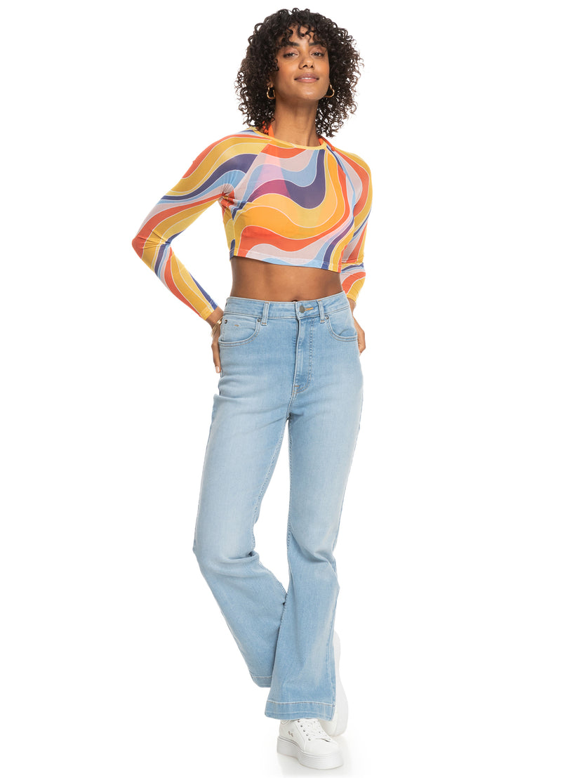 Women Roxy® Just A Friend Logn Sleeve Mesh Crop Tops Multicolor | AFYT-27316