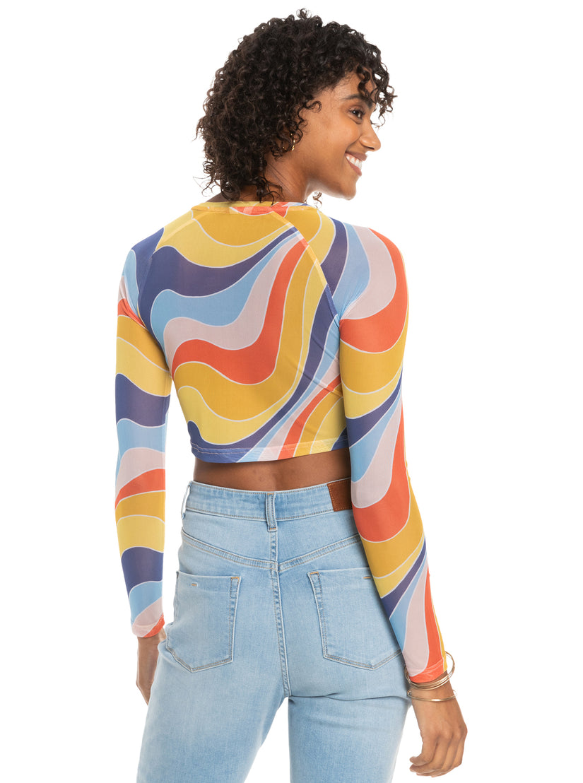 Women Roxy® Just A Friend Logn Sleeve Mesh Crop Tops Multicolor | AFYT-27316