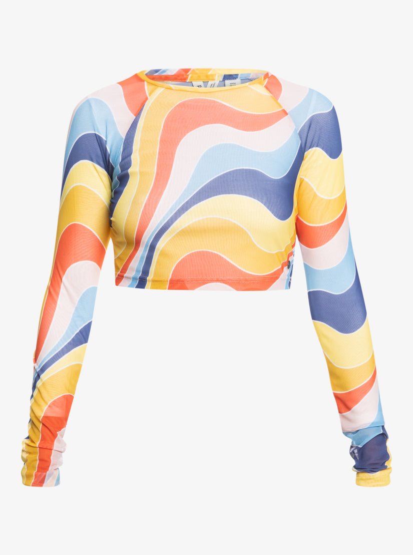 Women Roxy® Just A Friend Logn Sleeve Mesh Crop Tops Multicolor | AFYT-27316