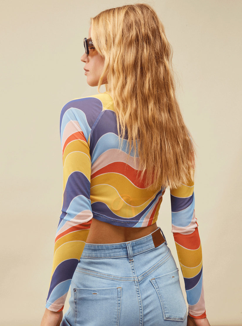 Women Roxy® Just A Friend Logn Sleeve Mesh Crop Tops Multicolor | AFYT-27316