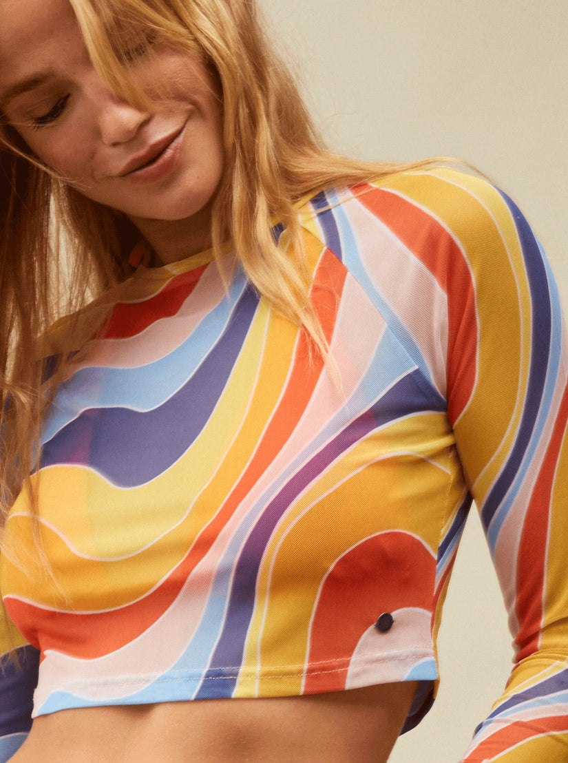 Women Roxy® Just A Friend Logn Sleeve Mesh Crop Tops Multicolor | AFYT-27316