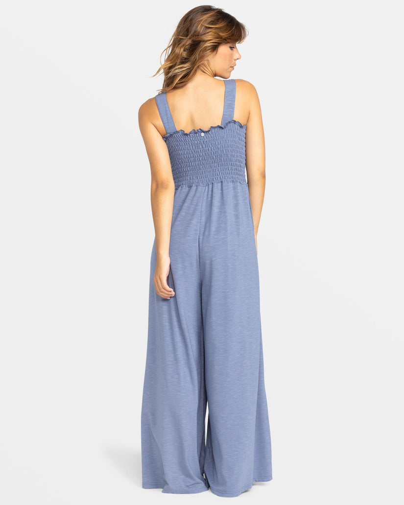 Women Roxy® Just Passing By Smocked Jumpsuit Blue | UDAH-45976