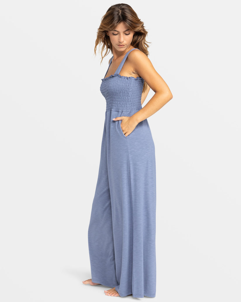 Women Roxy® Just Passing By Smocked Jumpsuit Blue | UDAH-45976