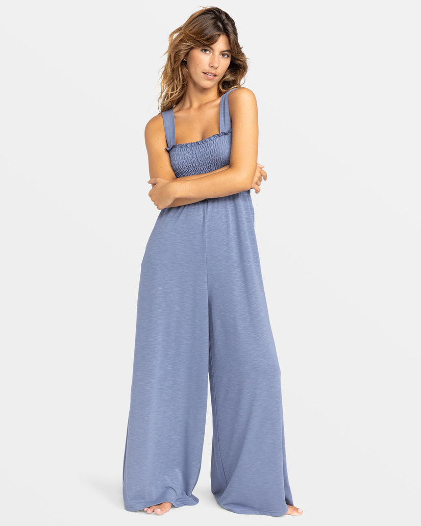 Women Roxy® Just Passing By Smocked Jumpsuit Blue | UDAH-45976