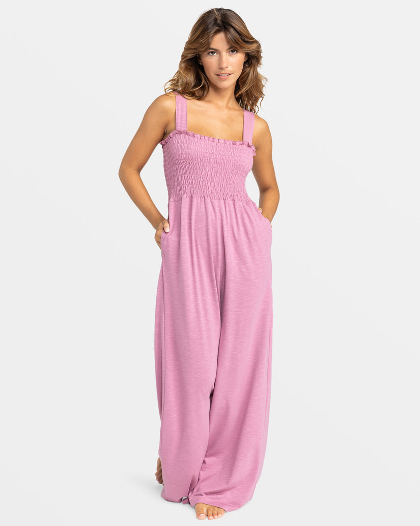 Women Roxy® Just Passing By Smocked Jumpsuit Purple | JFPO-79352