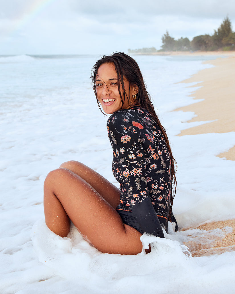 Women Roxy® Kerala Long Sleeve One-Piece Swimsuits Dark Grey | OTNE-74682