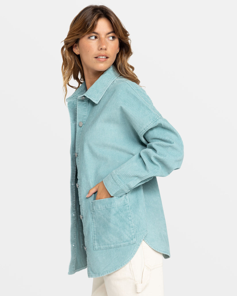 Women Roxy® Kick Back Corduroy Overshirt Blue | ZERK-24106