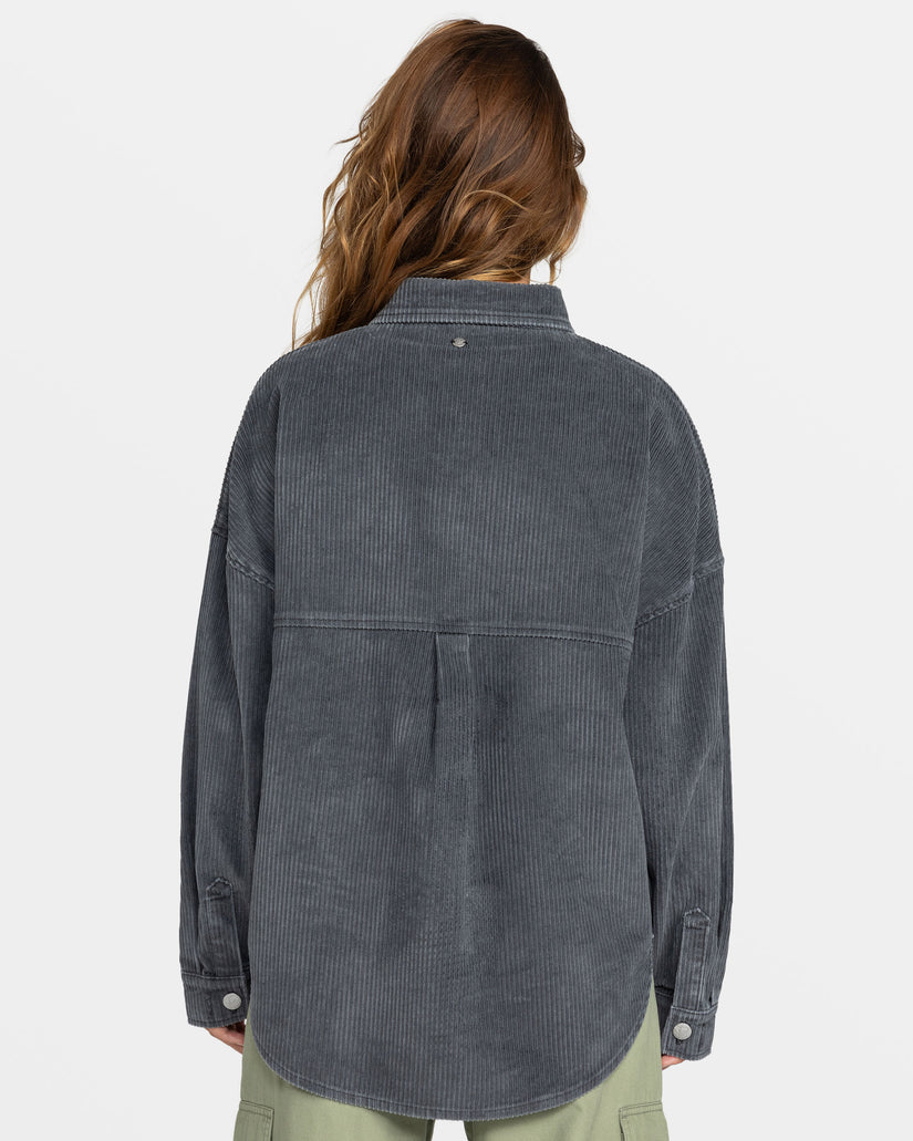 Women Roxy® Kick Back Corduroy Shacket Jackets Dark Grey | CIUF-92138