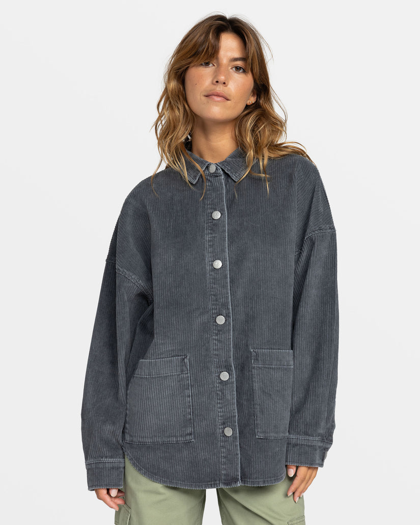 Women Roxy® Kick Back Corduroy Shacket Jackets Dark Grey | CIUF-92138