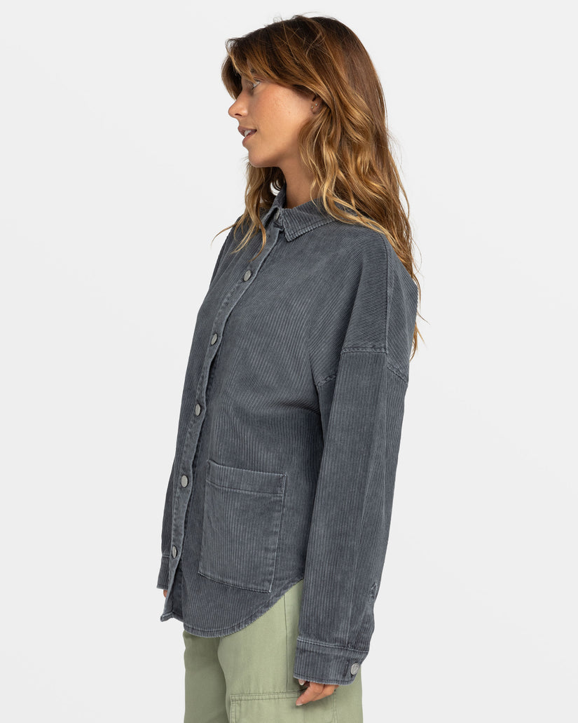 Women Roxy® Kick Back Corduroy Shacket Jackets Dark Grey | CIUF-92138