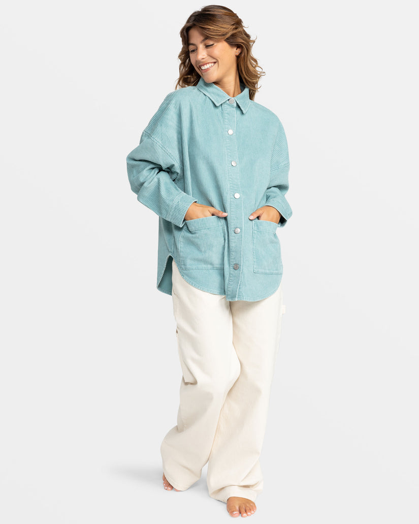 Women Roxy® Kick Back Corduroy Shacket Jackets Blue | GTXS-50493