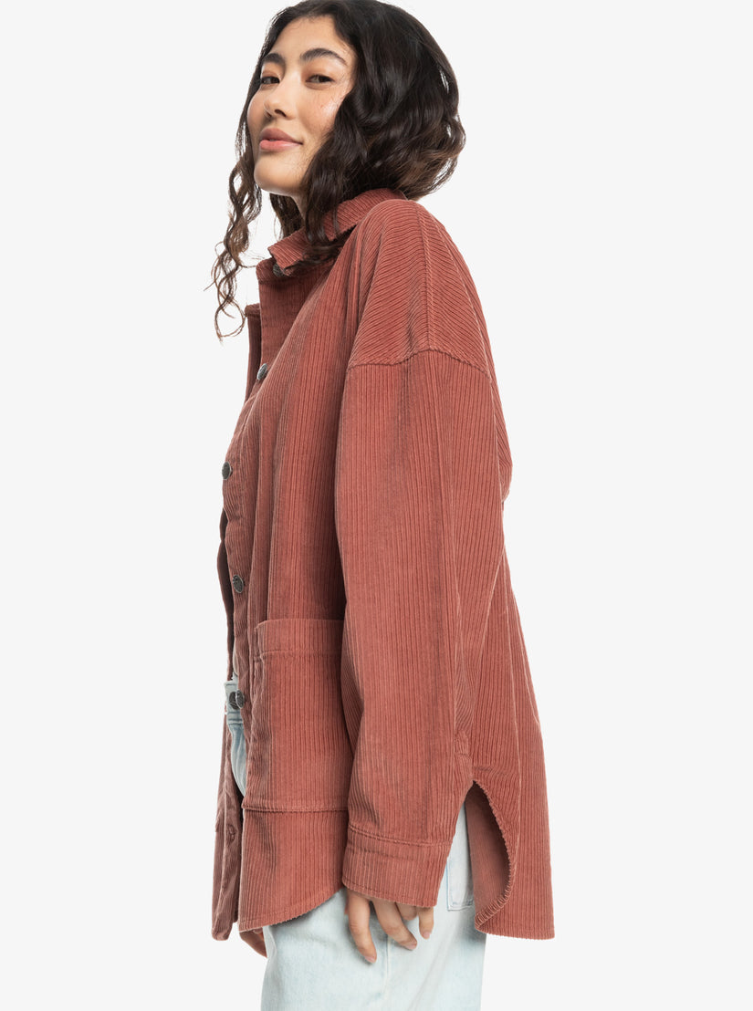 Women Roxy® Kick Back Washed Corduroy Long Sleeve Shirts Orange | VJRP-50713