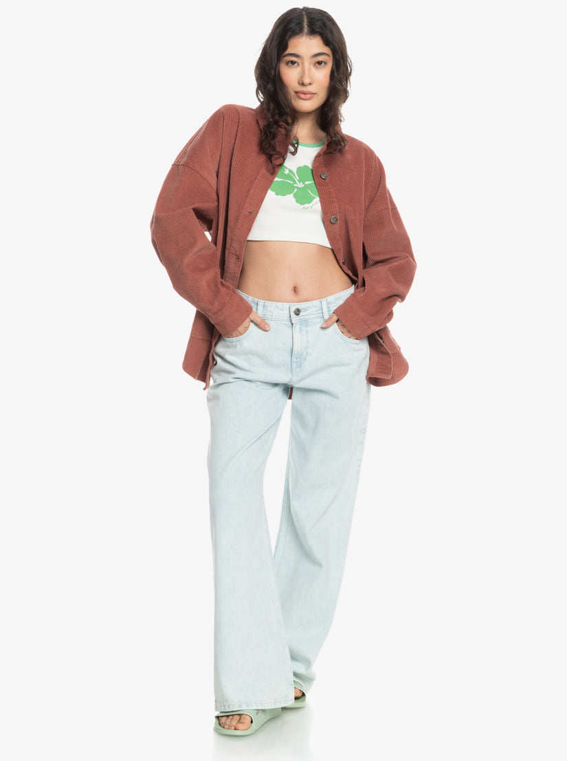 Women Roxy® Kick Back Washed Corduroy Long Sleeve Shirts Orange | VJRP-50713