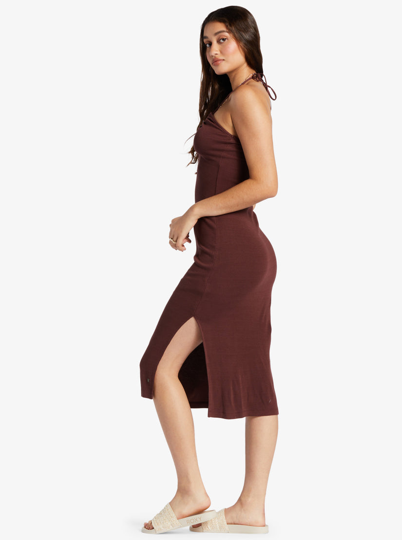 Women Roxy® Late Sunset Halter Midi Dress Chocolate | ITAY-52438