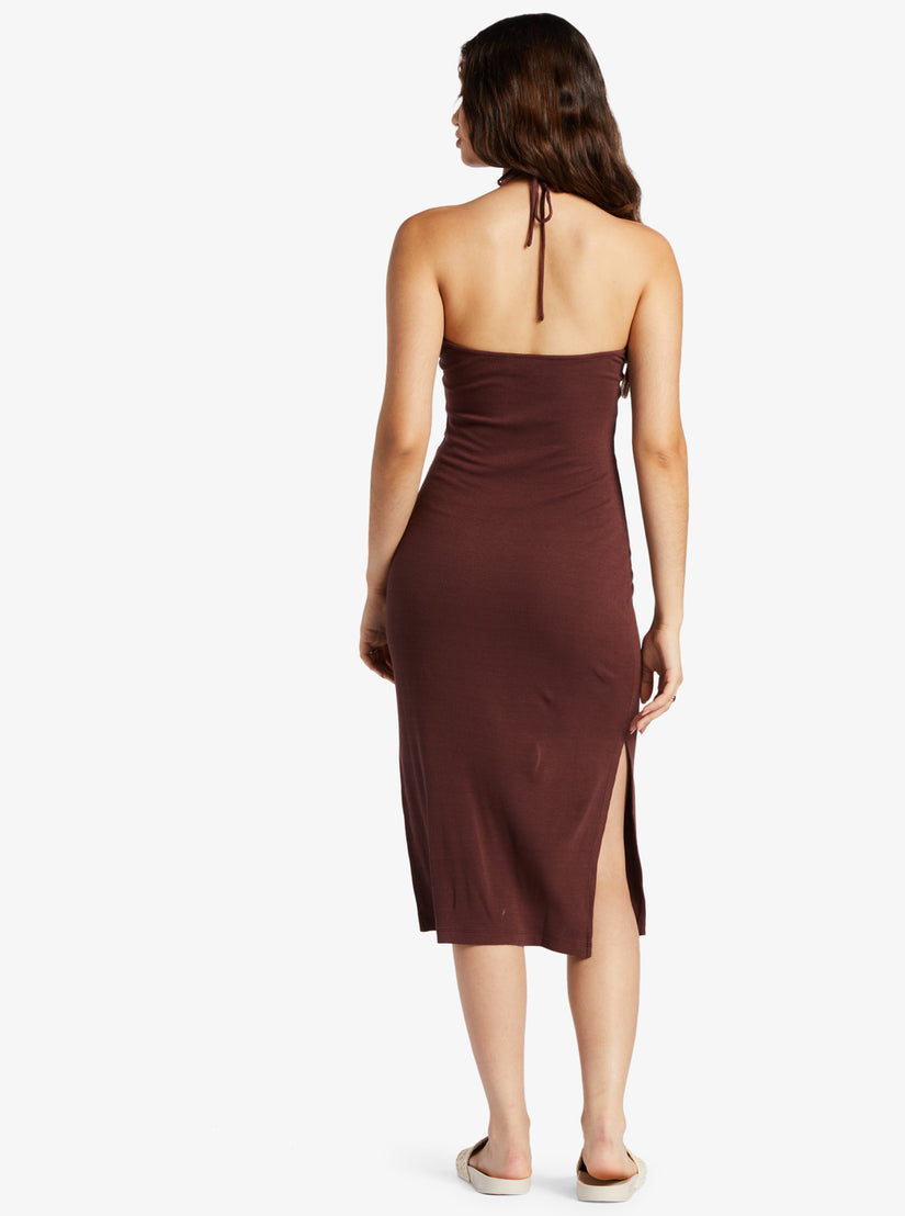 Women Roxy® Late Sunset Halter Midi Dress Chocolate | ITAY-52438