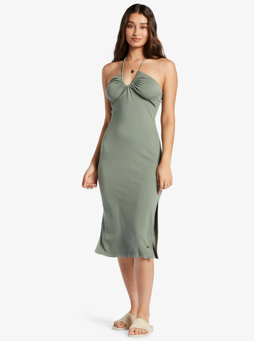 Women Roxy® Late Sunset Halter Midi Dress Green | GWLA-27051