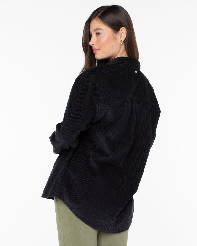 Women Roxy® Let Go Corduroy Shirts Black | XWDQ-35914