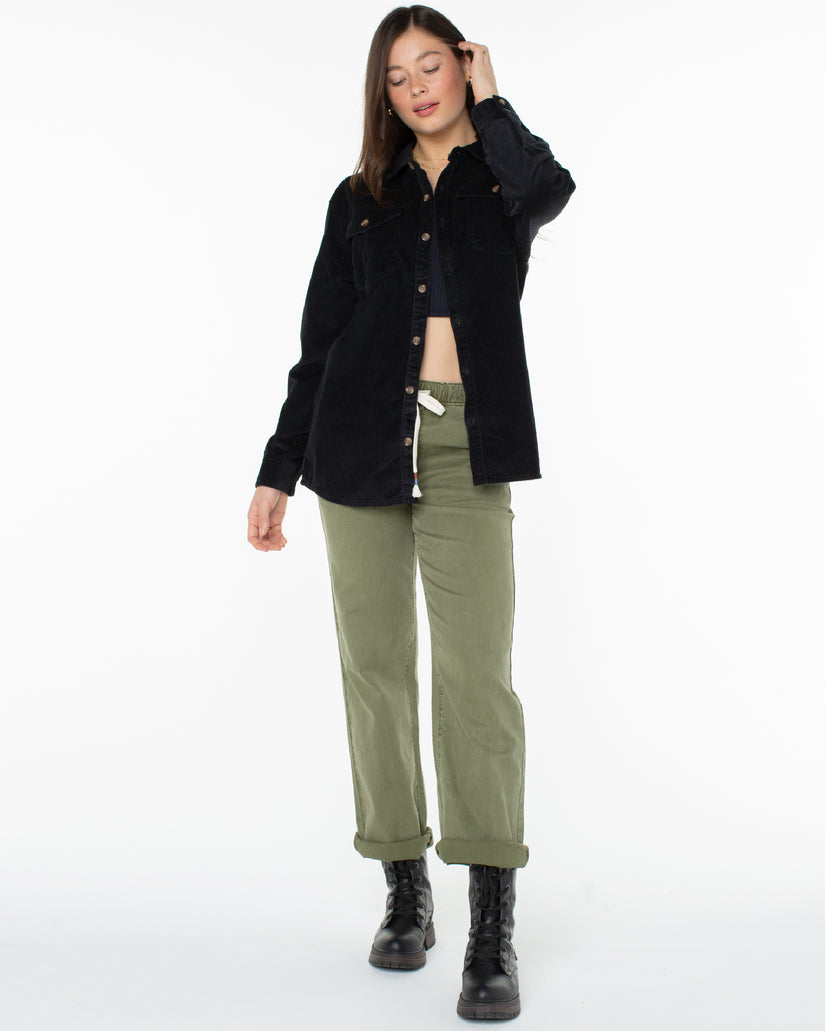 Women Roxy® Let Go Corduroy Shirts Black | XWDQ-35914