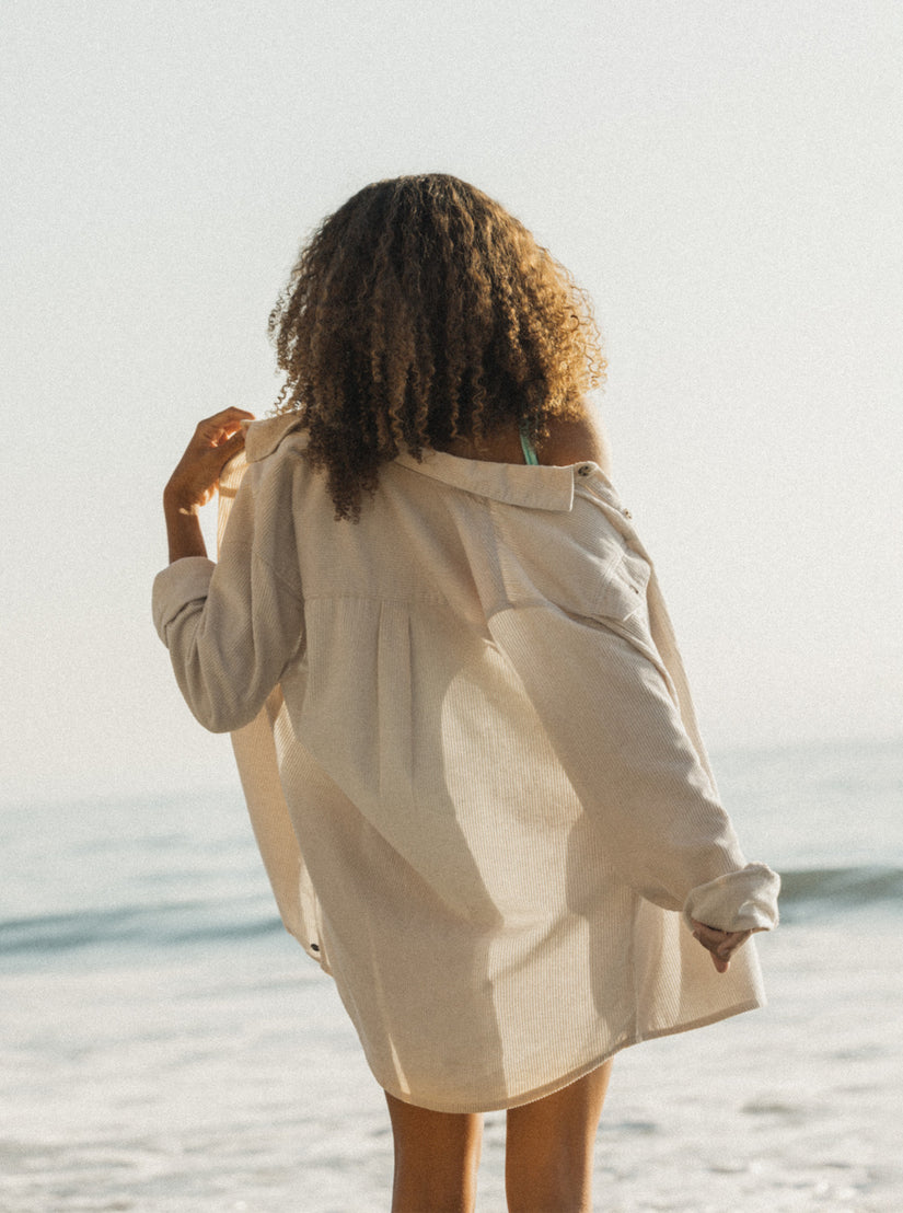 Women Roxy® Let It Go Corduroy Long Sleeve Shirts White | RGHX-04658