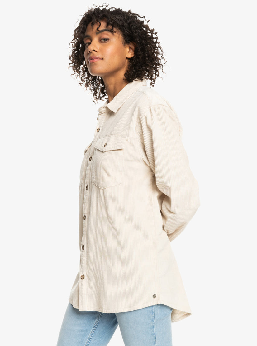 Women Roxy® Let It Go Corduroy Long Sleeve Shirts White | RGHX-04658