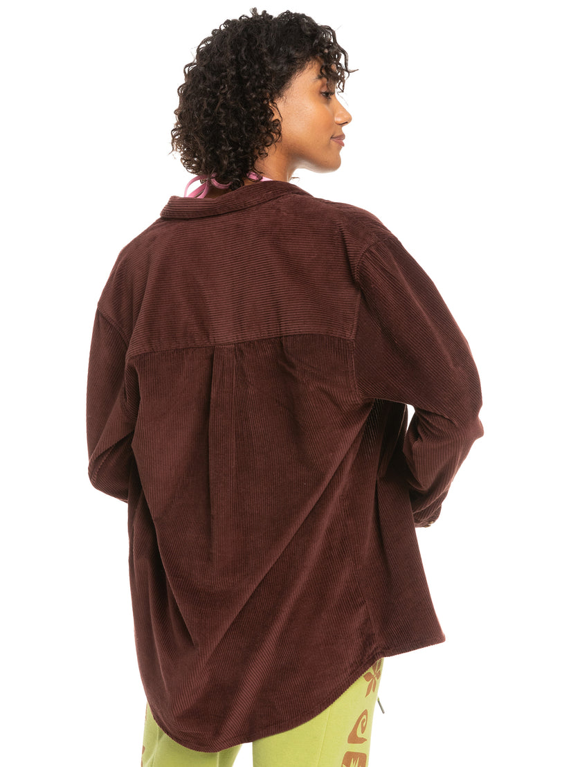 Women Roxy® Let It Go Corduroy Long Sleeve Shirts Chocolate | SEPK-98502