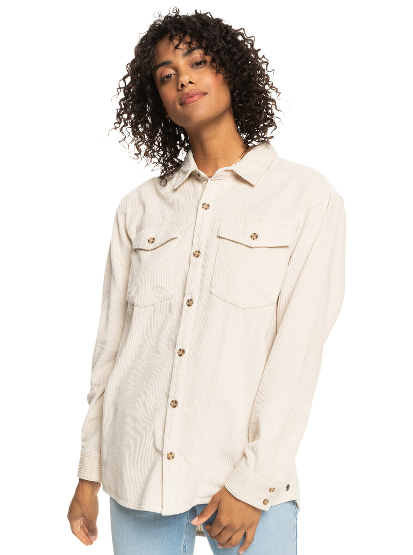 Women Roxy® Let It Go Corduroy Long Sleeve Shirts White | QWKH-05962