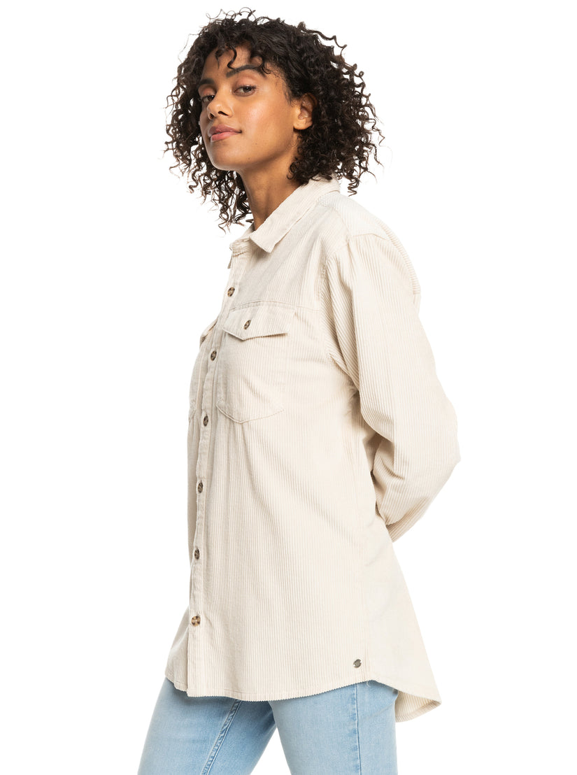 Women Roxy® Let It Go Corduroy Long Sleeve Shirts White | QWKH-05962