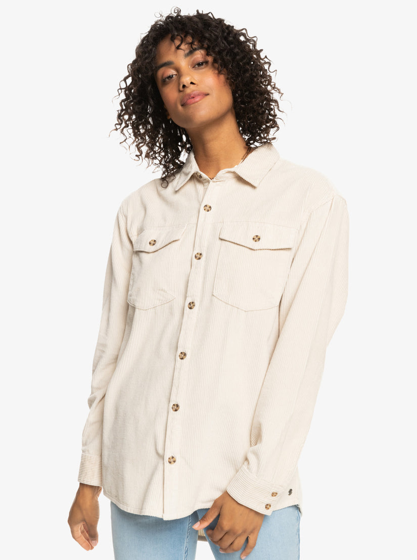 Women Roxy® Let It Go Corduroy Long Sleeve Shirts White | MSIJ-36074