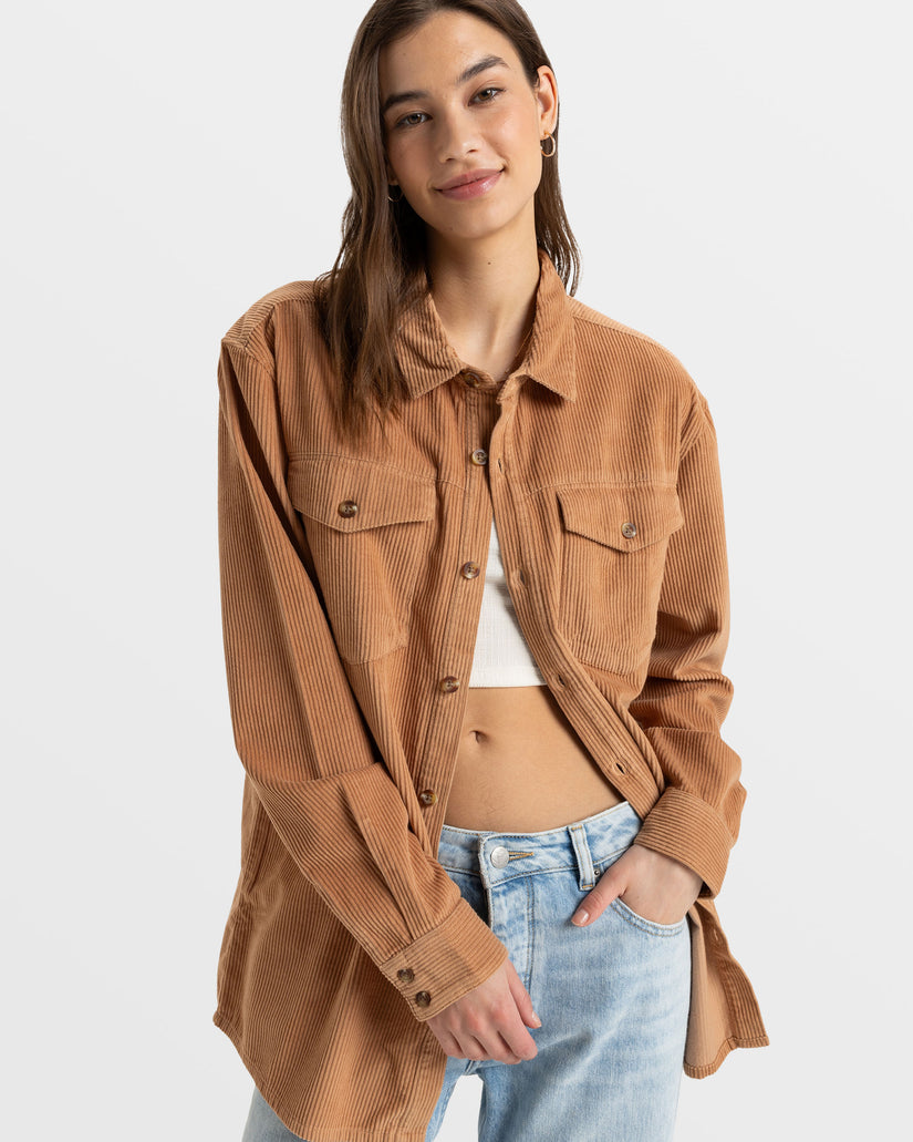 Women Roxy® Let It Go Long Sleeve Shirts Brown | PXOB-49702