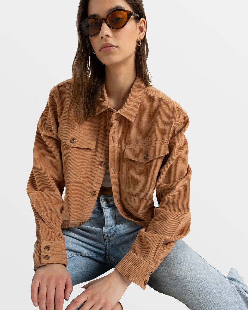 Women Roxy® Let It Go Long Sleeve Shirts Brown | PXOB-49702