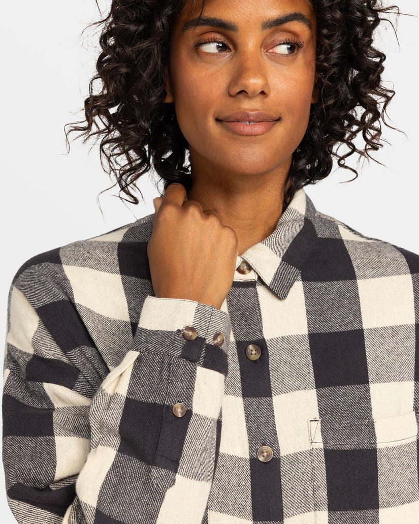 Women Roxy® Lets Get Away Long Sleeve Shirts Black / White | LDFO-48309