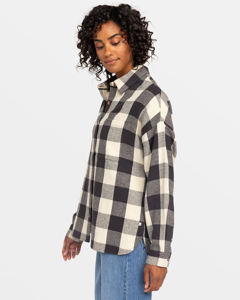 Women Roxy® Lets Get Away Long Sleeve Shirts Black / White | LDFO-48309