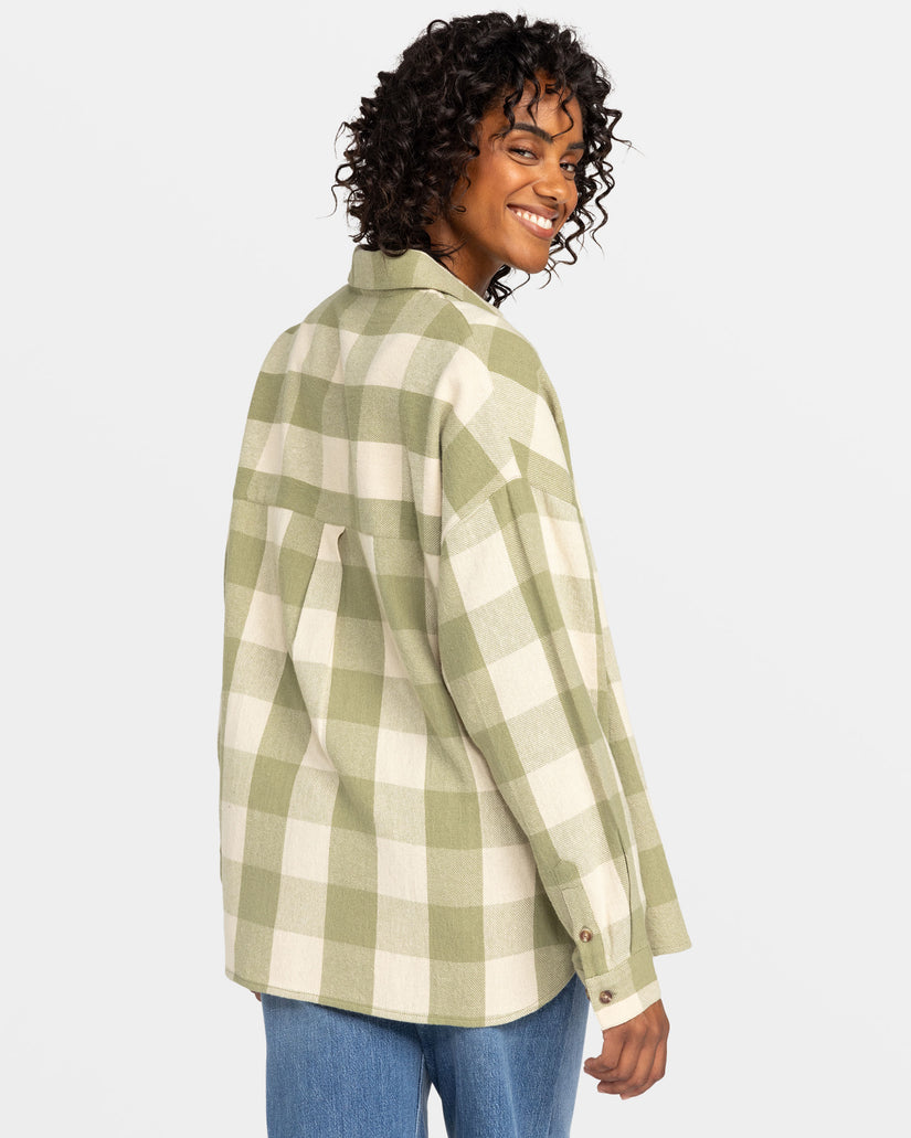 Women Roxy® Lets Get Away Long Sleeve Shirts Green | GWZF-12483